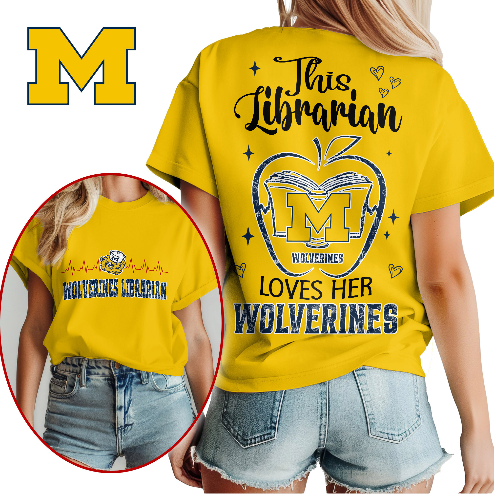 Michigan Wolverines Premium NCAA Proud Librarian 3D Shirt TTH240504 - Image 3