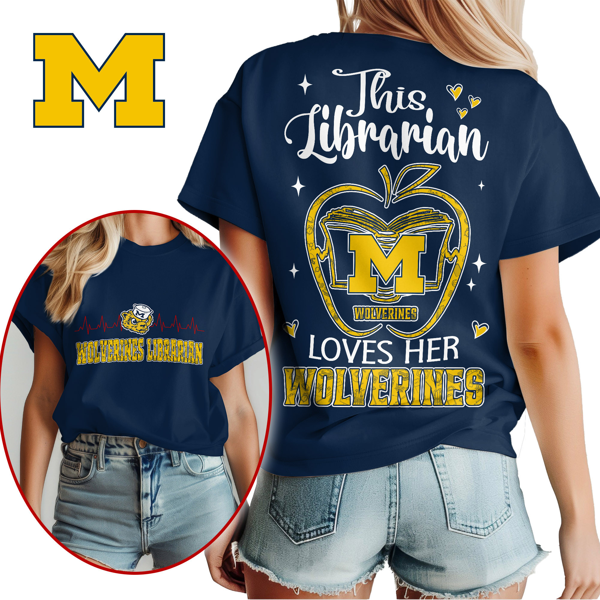 Michigan Wolverines Premium NCAA Proud Librarian 3D Shirt TTH240504 - Image 4