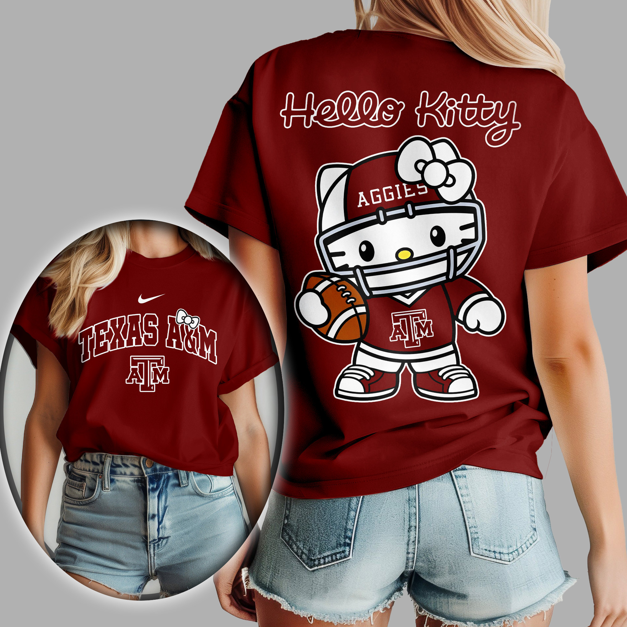 Texas A&M Aggies Premium NCAA Hello Kitty Women’s Shirt TTH240506 - Image 2