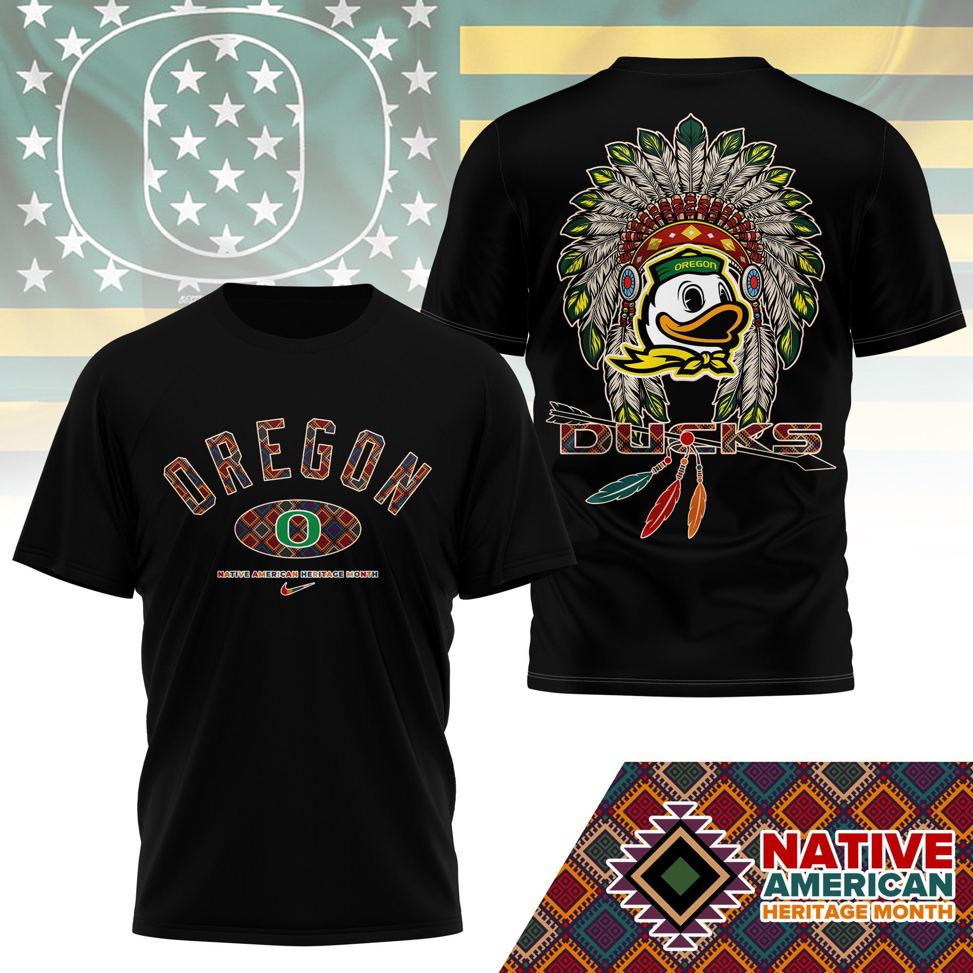Oregon Ducks Premium NCAA Native American Heritage Month 3D Shirt TTH240510