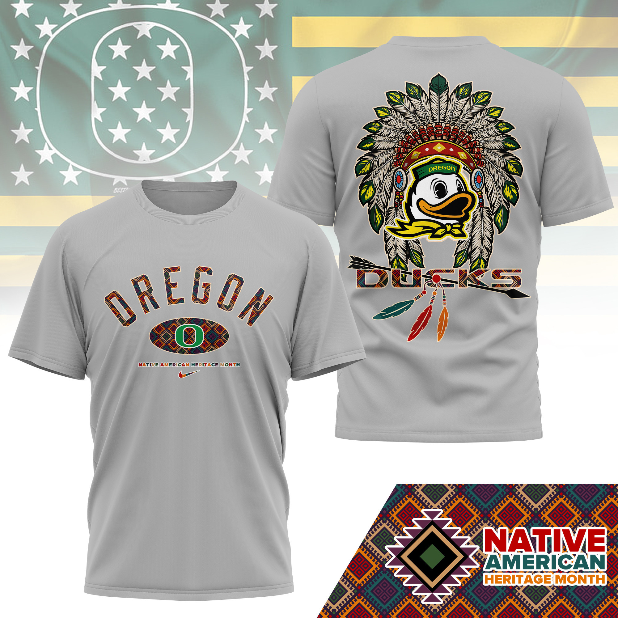 Oregon Ducks Premium NCAA Native American Heritage Month 3D Shirt TTH240510 - Image 2