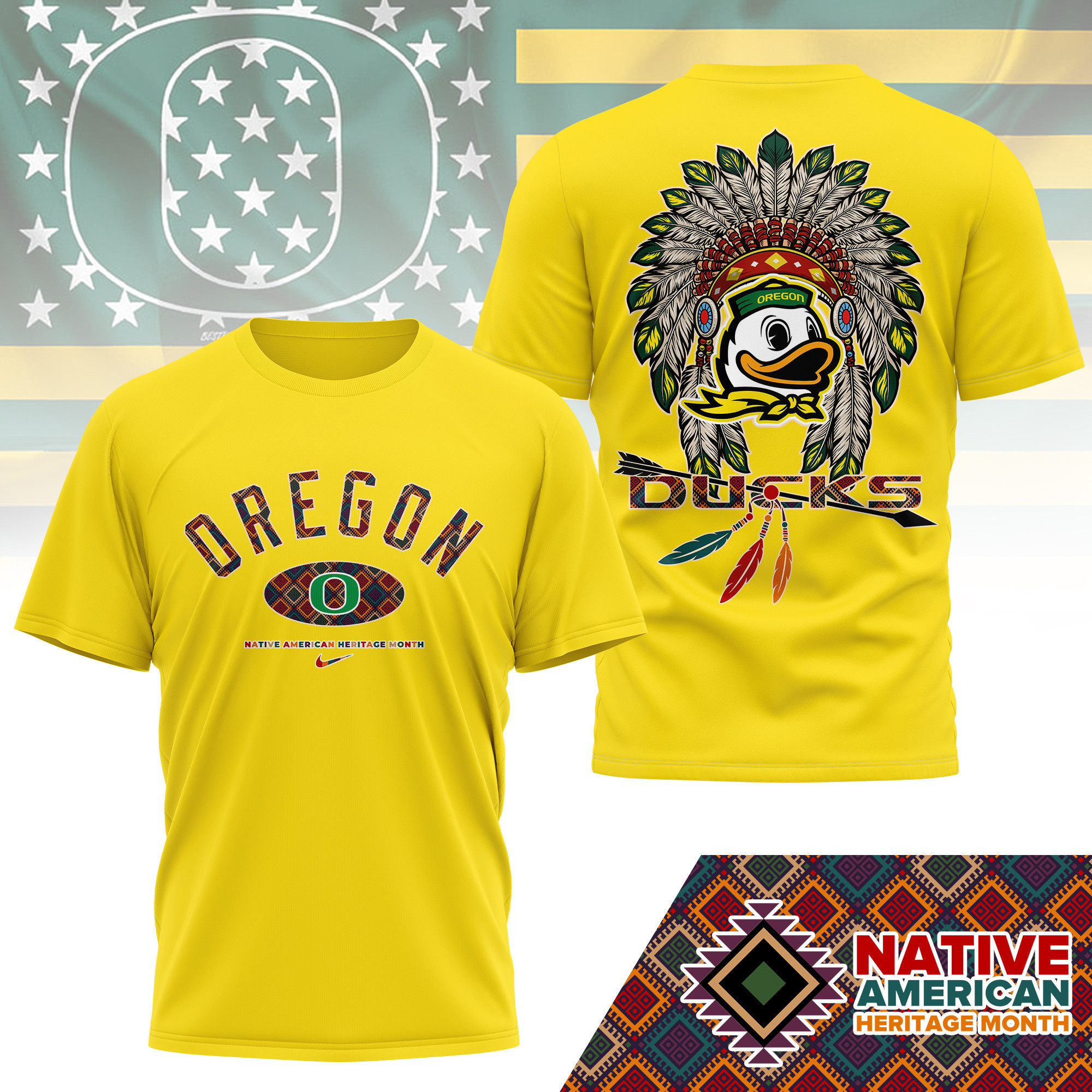 Oregon Ducks Premium NCAA Native American Heritage Month 3D Shirt TTH240510 - Image 3