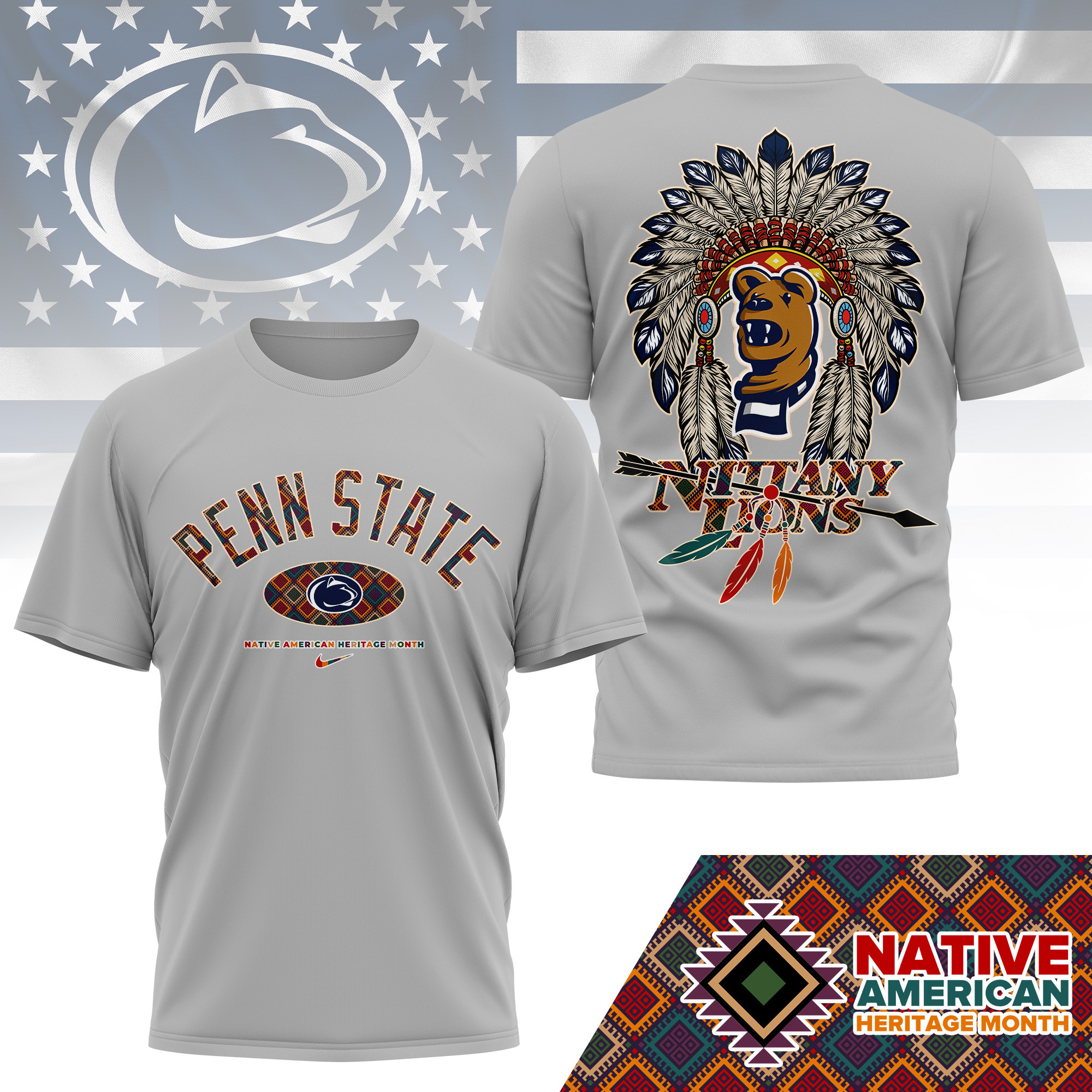 Penn State Nittany Lions Premium NCAA Native American Heritage Month 3D Shirt TTH240510 - Image 2