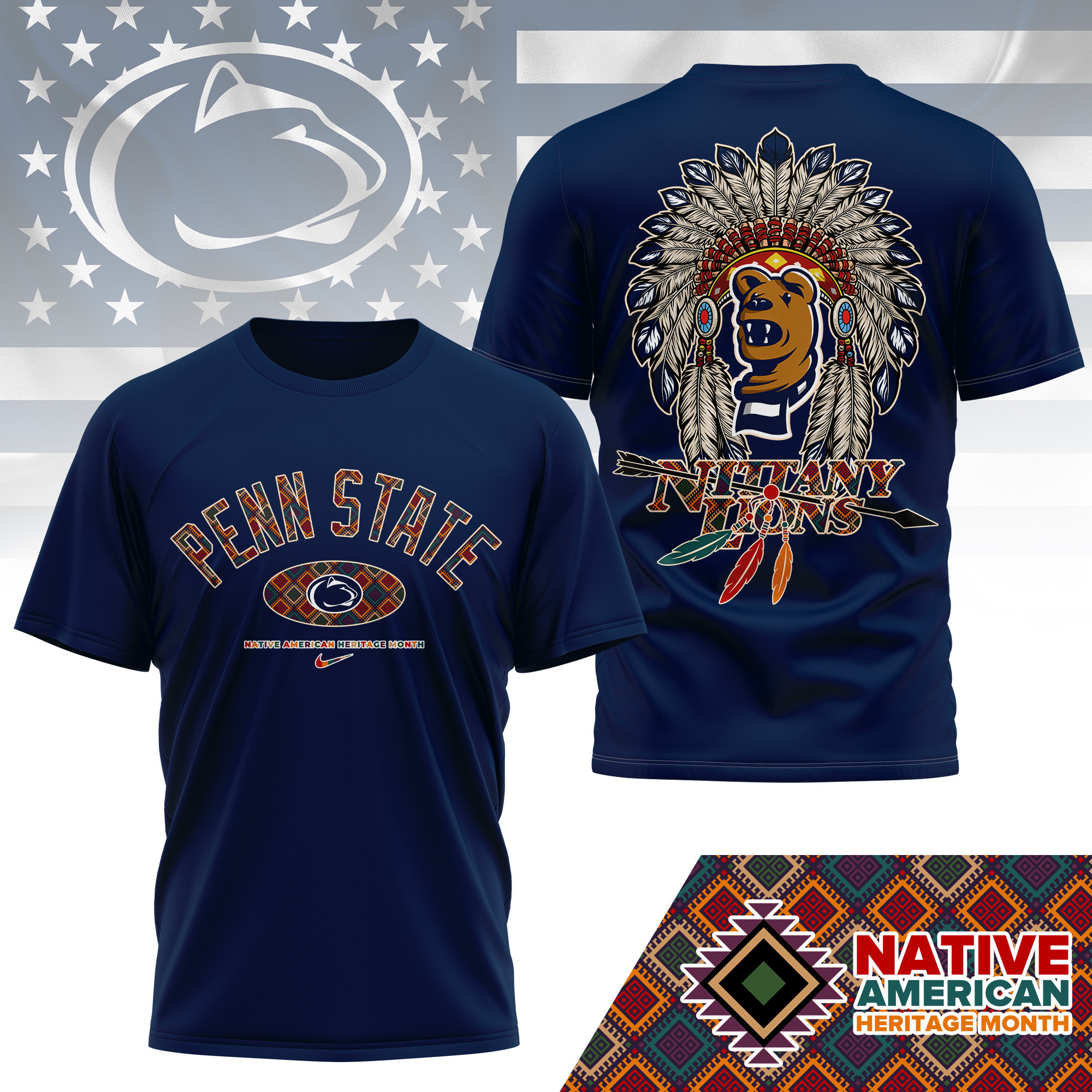 Penn State Nittany Lions Premium NCAA Native American Heritage Month 3D Shirt TTH240510 - Image 3