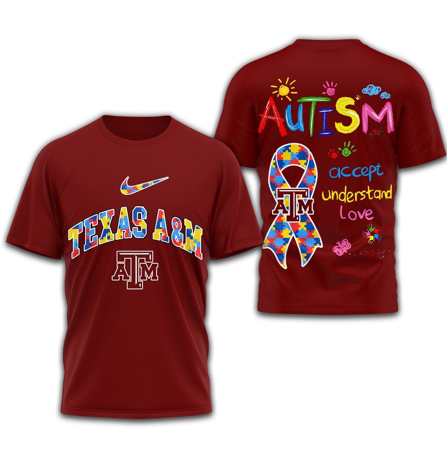 Texas A&M Aggies Premium NCAA Autism 3D Shirt TTH240509 - Image 2