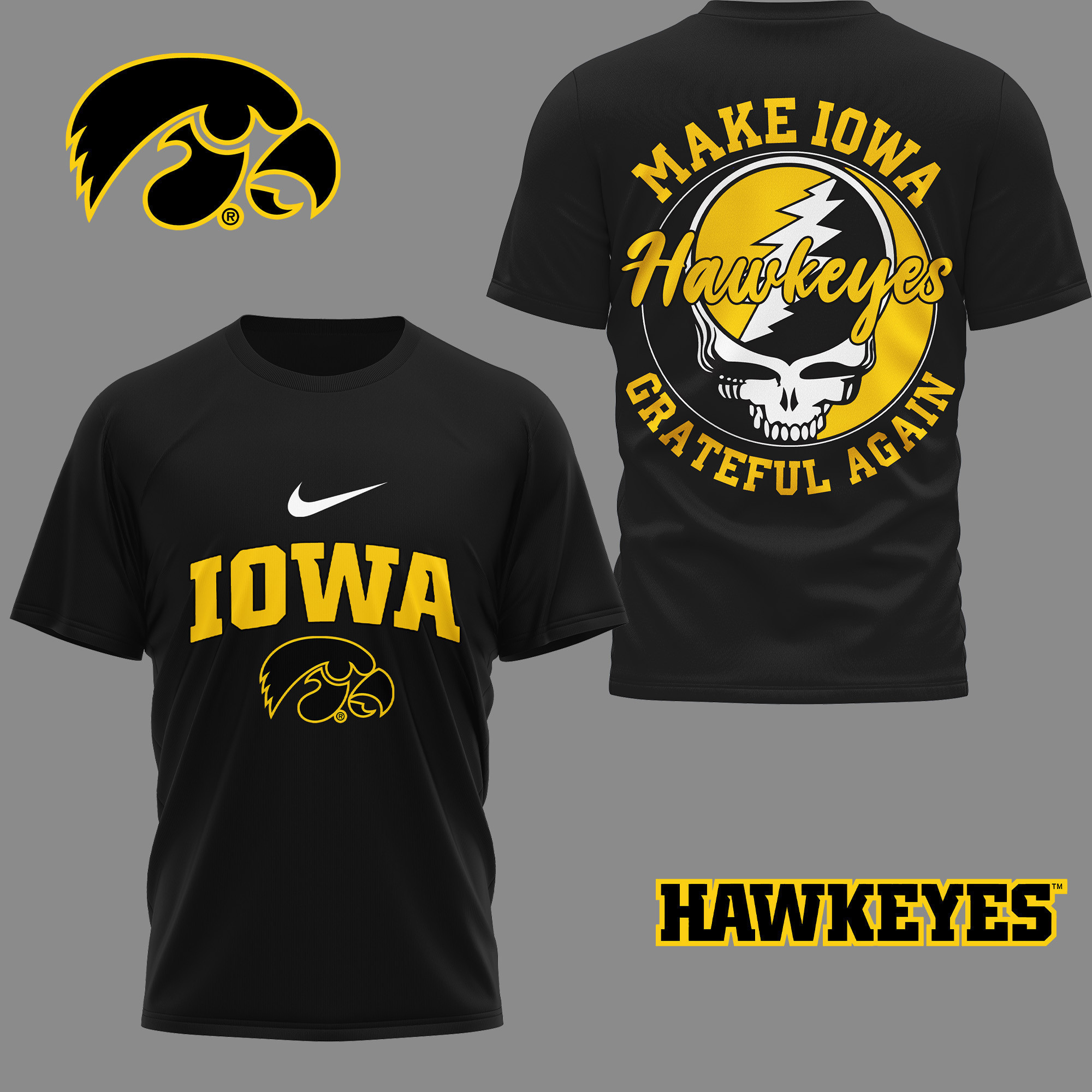 Iowa Hawkeyes Premium NCAA Grateful Game Day 3D Shirt TTH240515