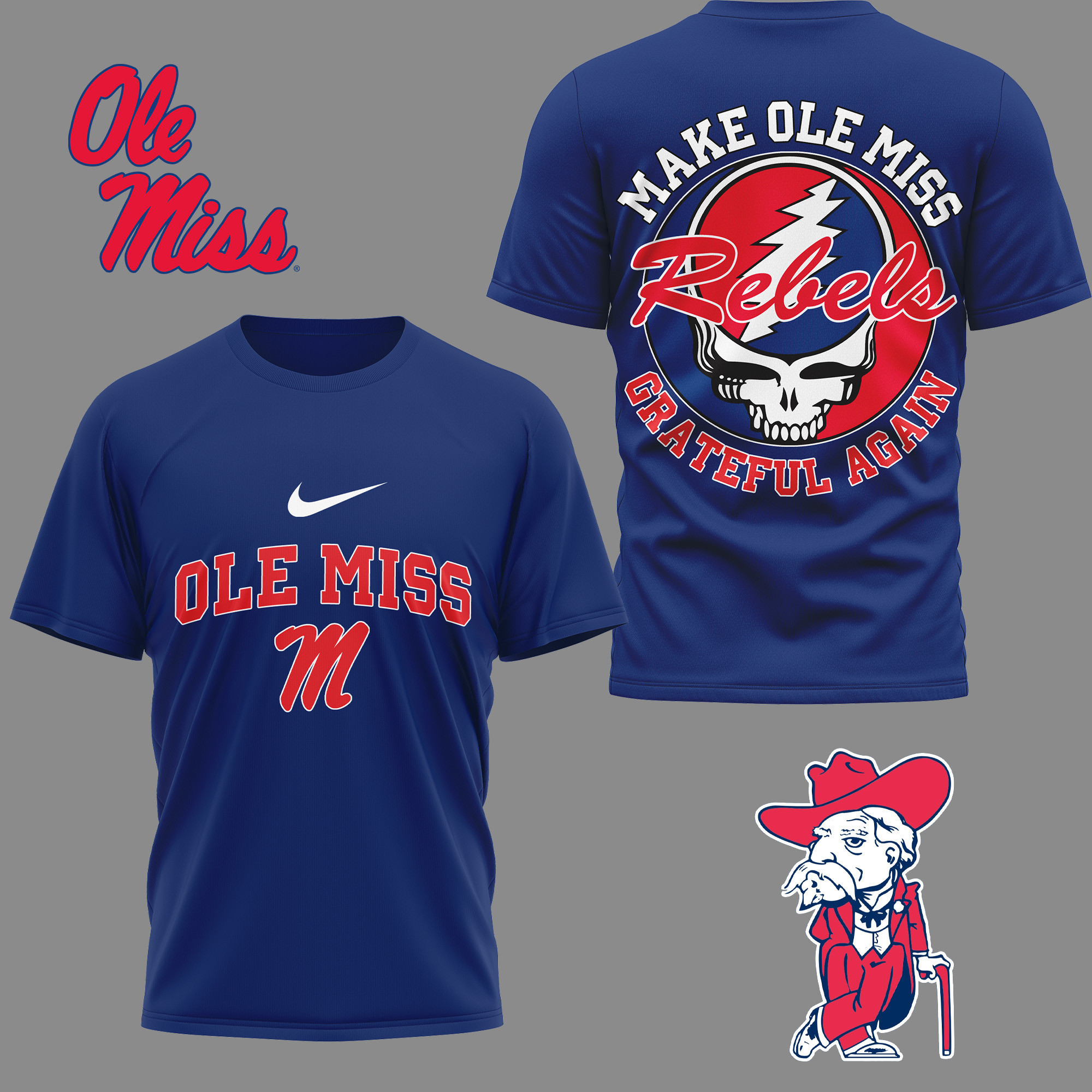 Ole Miss Rebels Premium NCAA Grateful Game Day 3D Shirt TTH240515 - Image 2