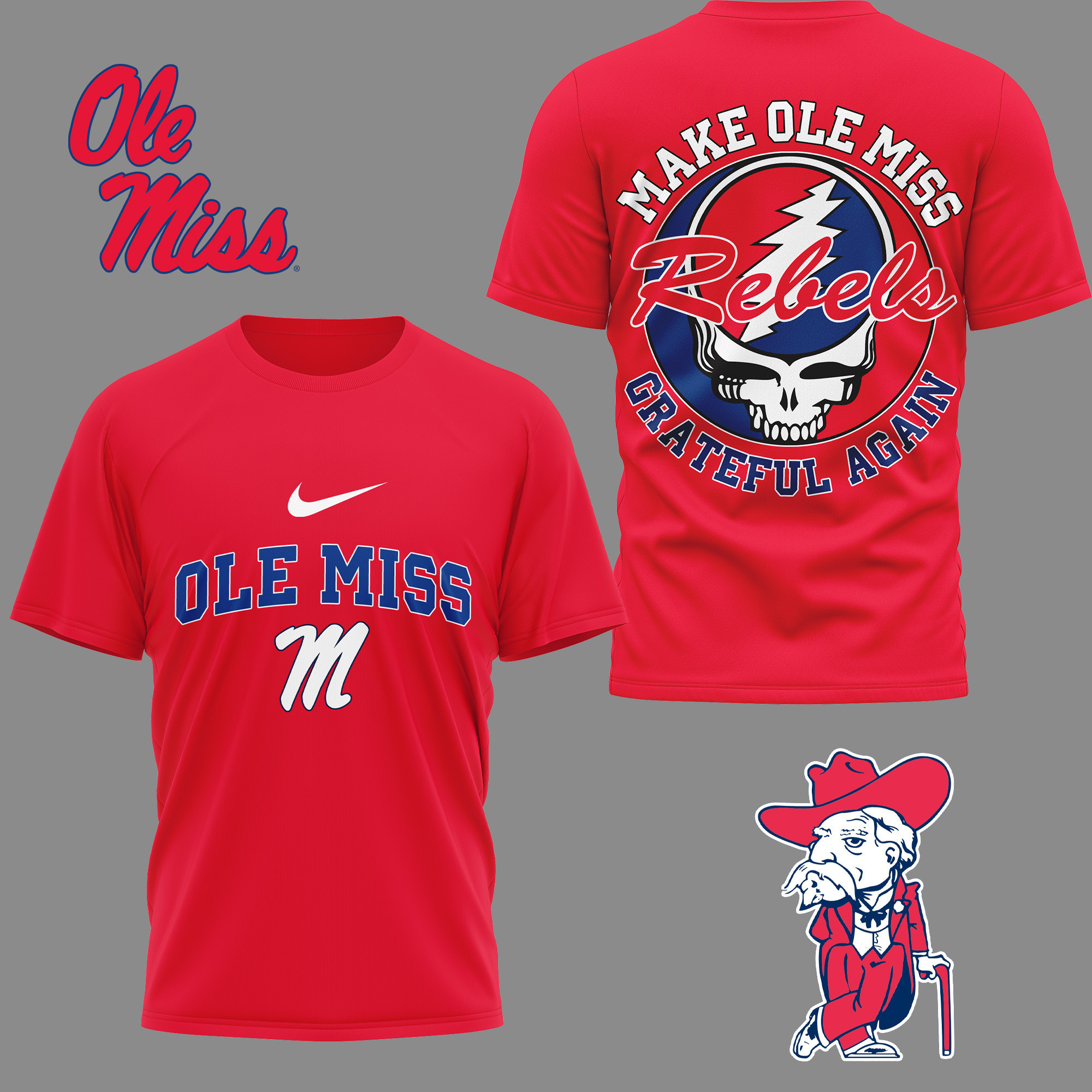 Ole Miss Rebels Premium NCAA Grateful Game Day 3D Shirt TTH240515 - Image 3