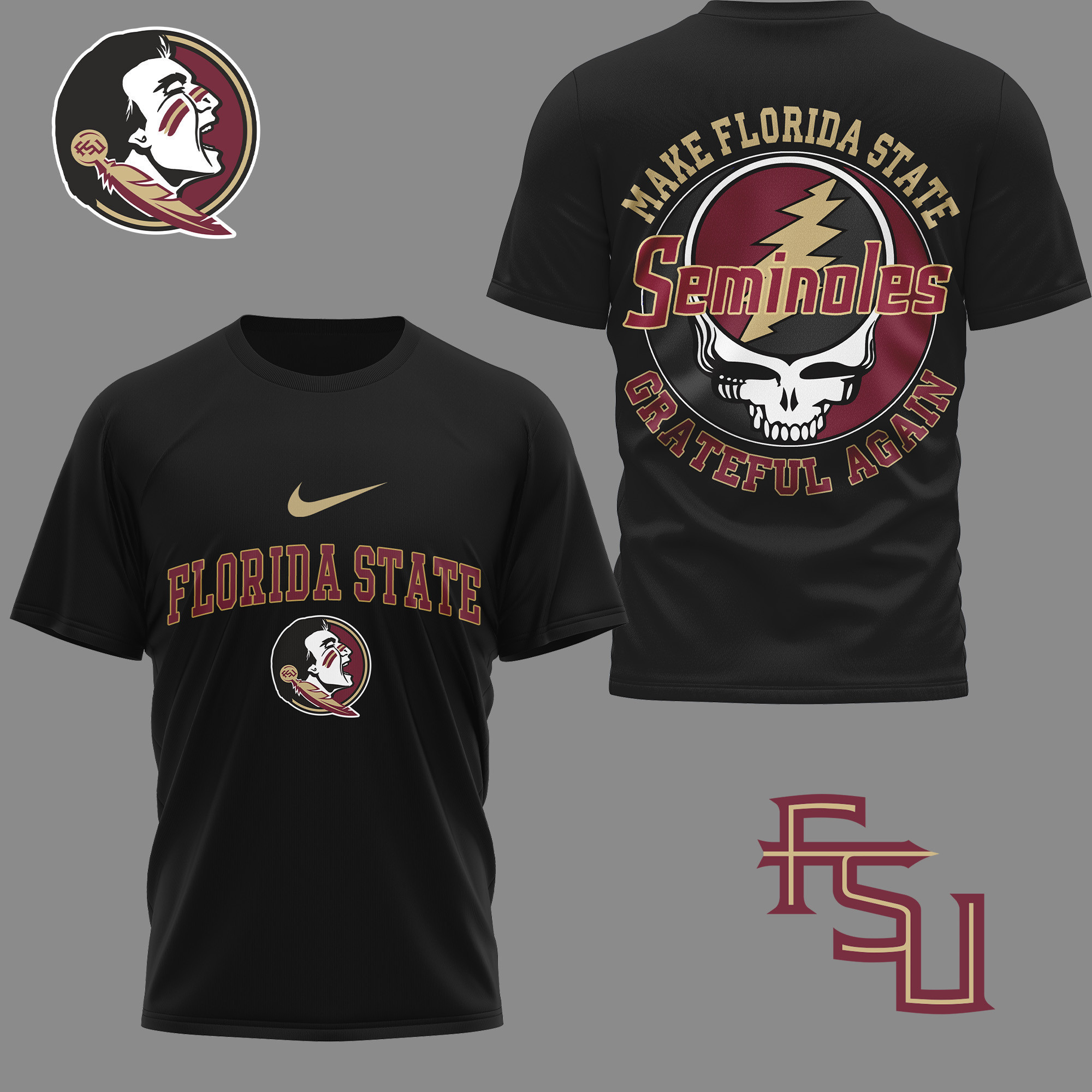 Florida State Seminoles Premium NCAA Grateful Game Day 3D Shirt TTH240515