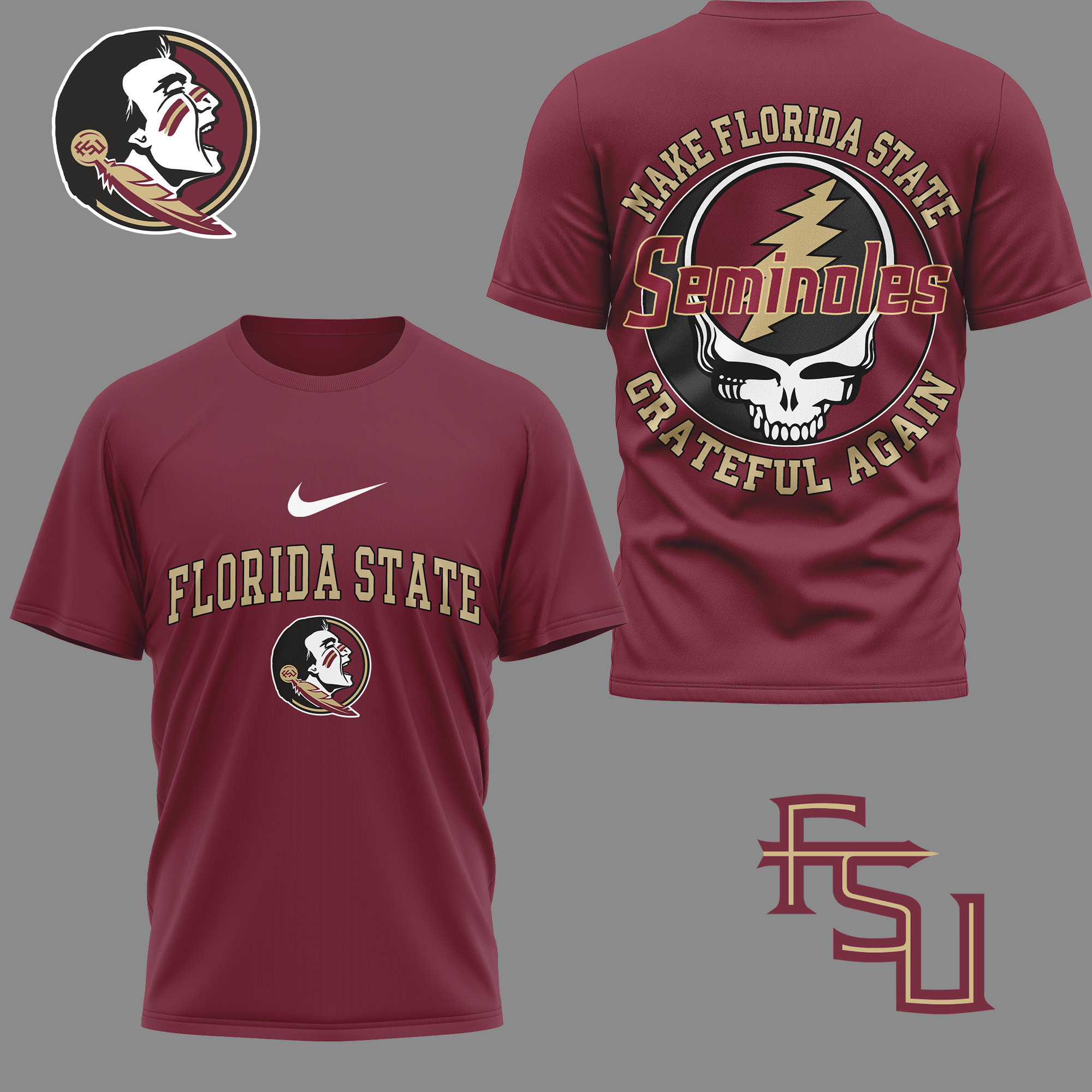 Florida State Seminoles Premium NCAA Grateful Game Day 3D Shirt TTH240515 - Image 2