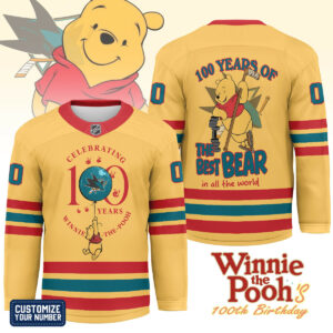 San Jose Sharks Premium NHL Winnie The Pooh 100th Anniversary Hockey Jersey TTH240518