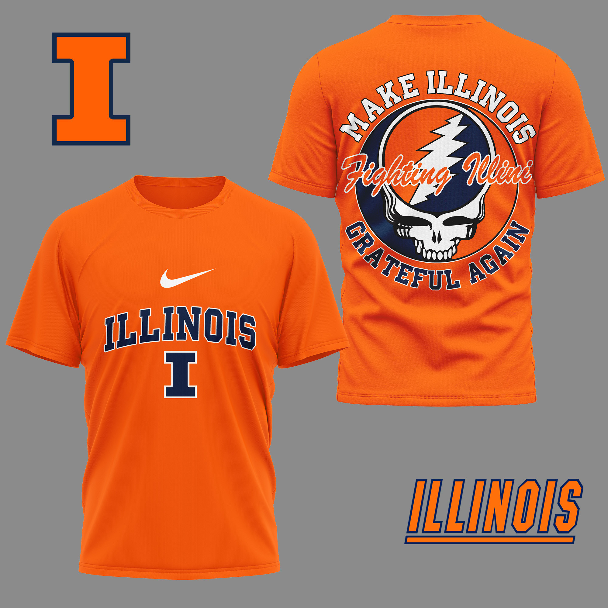 Illinois Fighting Illini Premium NCAA Grateful Game Day 3D Shirt TTH240515 - Image 2