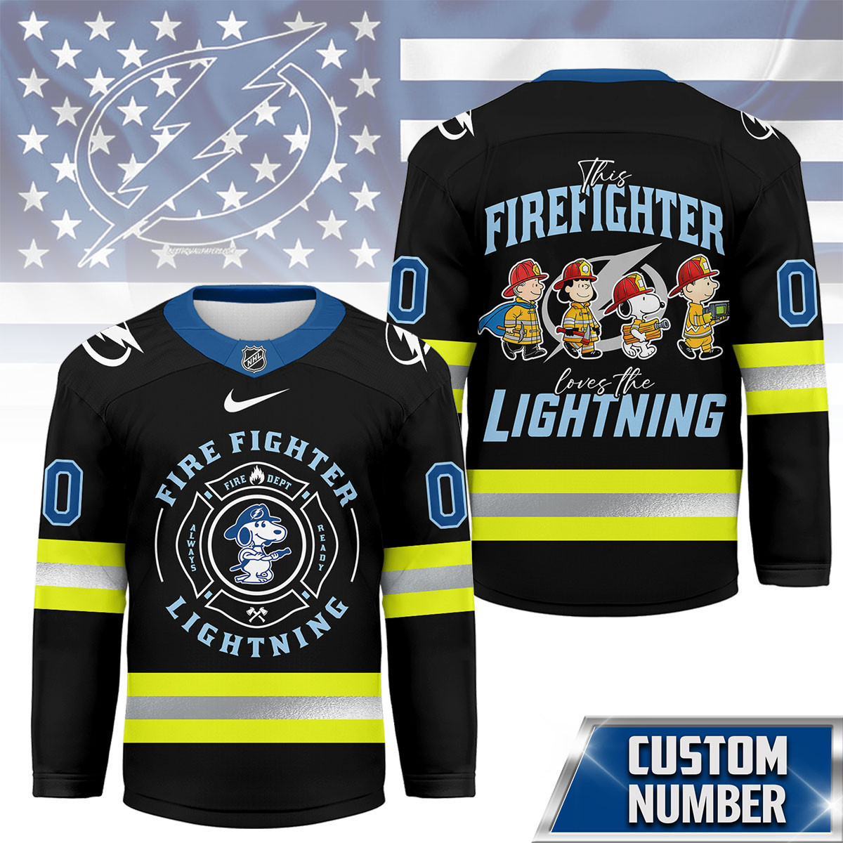 Tampa Bay Lightning Premium NHL Snoopy Firefighter Hockey Jersey TTH240522