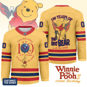 Washington Capitals Premium NHL Winnie The Pooh 100th Anniversary Hockey Jersey TTH240518