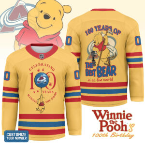 Colorado Avalanche Premium NHL Winnie The Pooh 100th Anniversary Hockey Jersey TTH240518