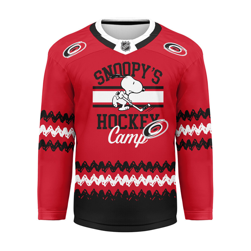 Carolina Hurricanes Premium NHL Snoopy Perfect Smile Hockey Jersey TTH240520 - Image 2