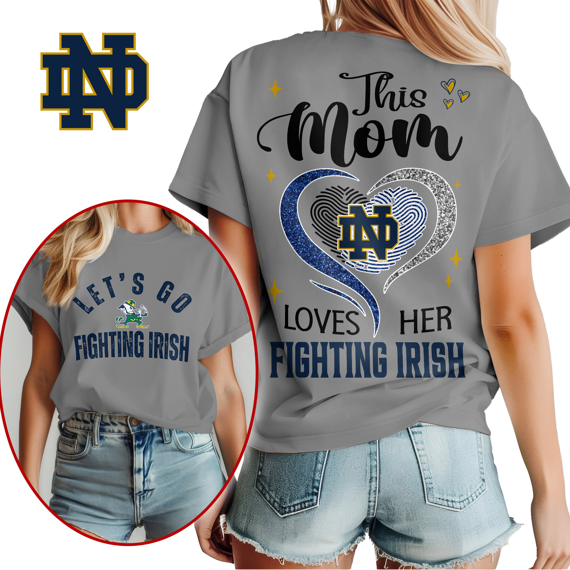 Notre Dame Fighting Irish Premium NCAA Mom Love Women’s Shirt TTH240517 - Image 2