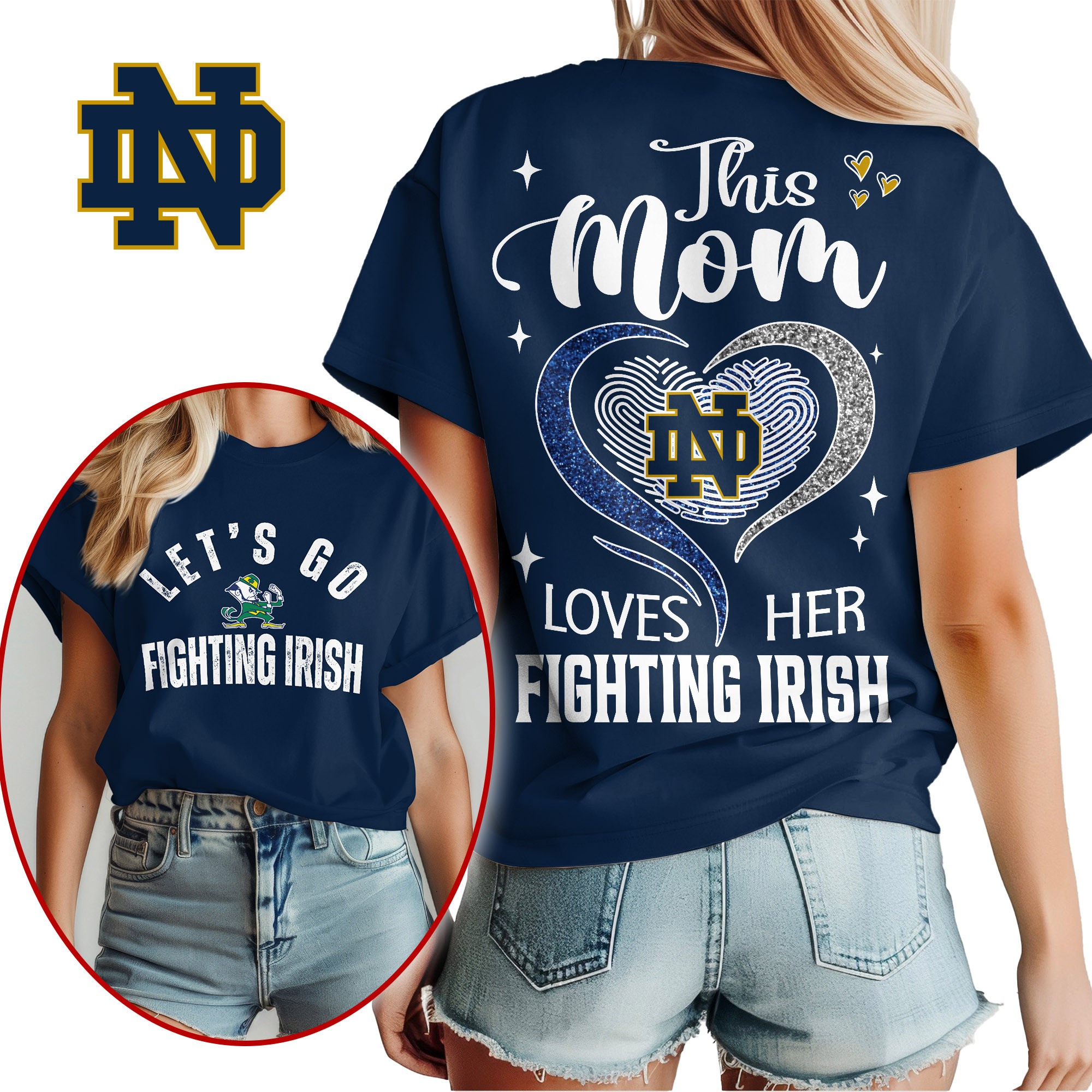 Notre Dame Fighting Irish Premium NCAA Mom Love Women’s Shirt TTH240517 - Image 3