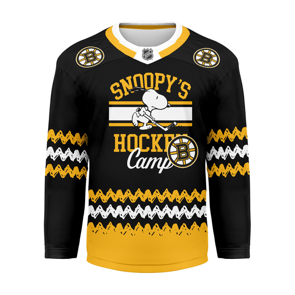 Boston Bruins Premium NHL Snoopy Perfect Smile Hockey Jersey TTH240520 - Image 2