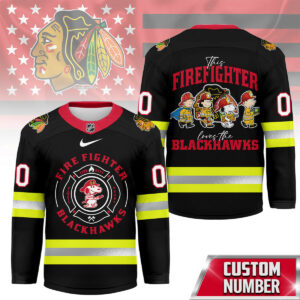 Chicago Blackhawks Premium NHL Snoopy Firefighter Hockey Jersey TTH240522