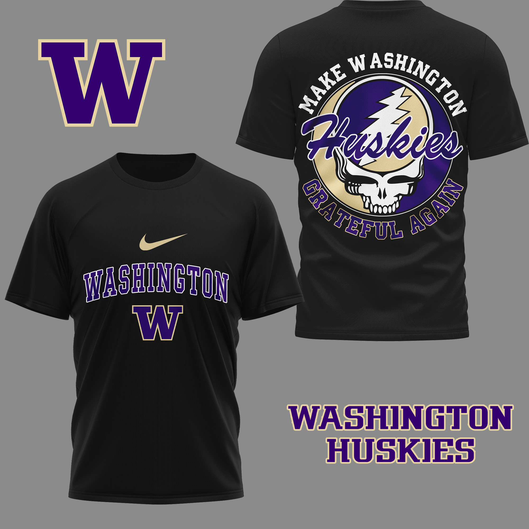 Washington Huskies Premium NCAA Grateful Game Day 3D Shirt TTH240515