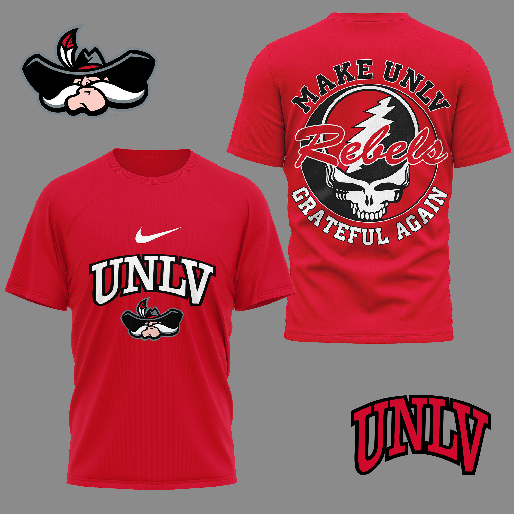 UNLV Rebels Premium NCAA Grateful Game Day 3D Shirt TTH240515 - Image 2