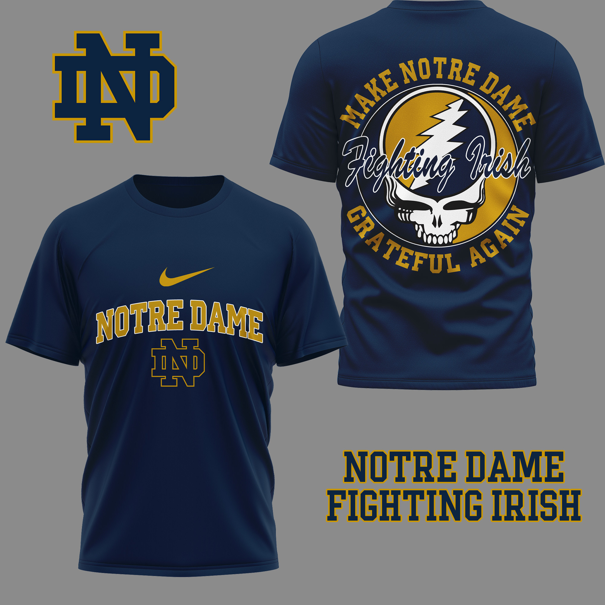 Notre Dame Fighting Irish Premium NCAA Grateful Game Day 3D Shirt TTH240515 - Image 3