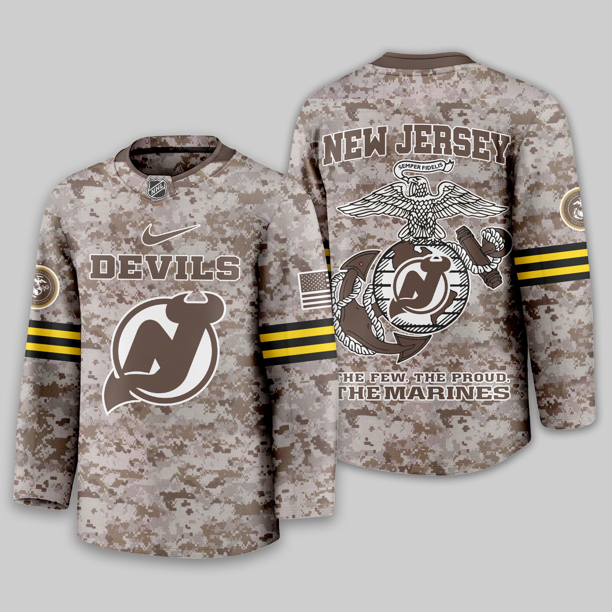 New Jersey Devils Premium NHL U.S.M.C Hockey Jersey TTH240543