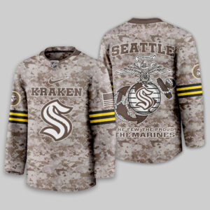 Seattle Kraken Premium NHL U.S.M.C Hockey Jersey TTH240543