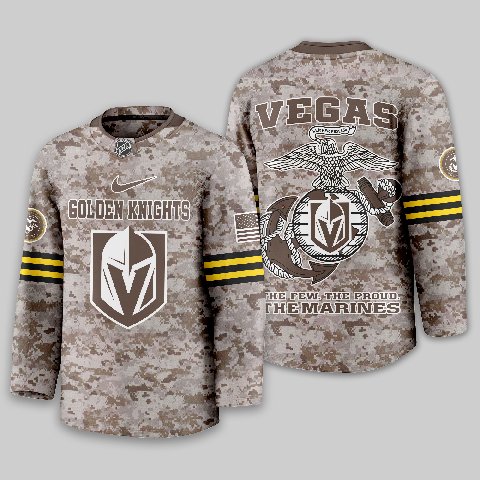 Vegas Golden Knights Premium NHL U.S.M.C Hockey Jersey TTH240543