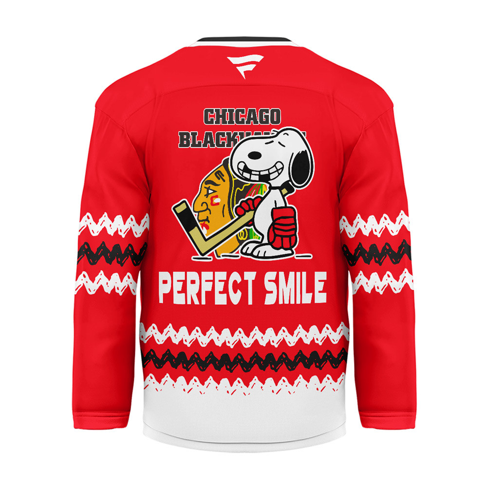 Chicago Blackhawks Premium NHL Snoopy Perfect Smile Hockey Jersey TTH240520