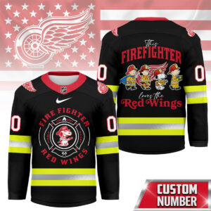 Detroit Red Wings Premium NHL Snoopy Firefighter Hockey Jersey TTH240522