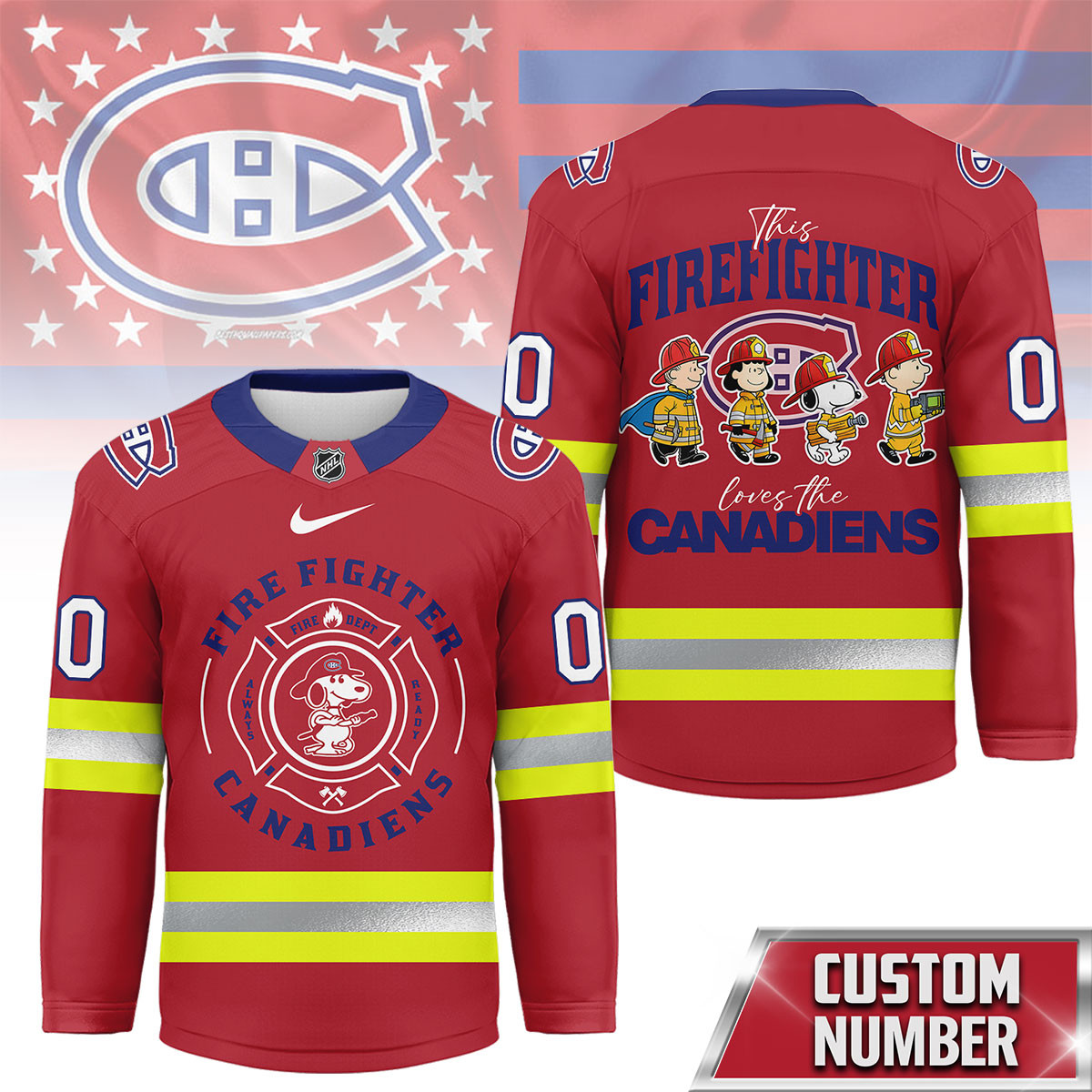 Montreal Canadiens Premium NHL Snoopy Firefighter Hockey Jersey TTH240522 - Image 2