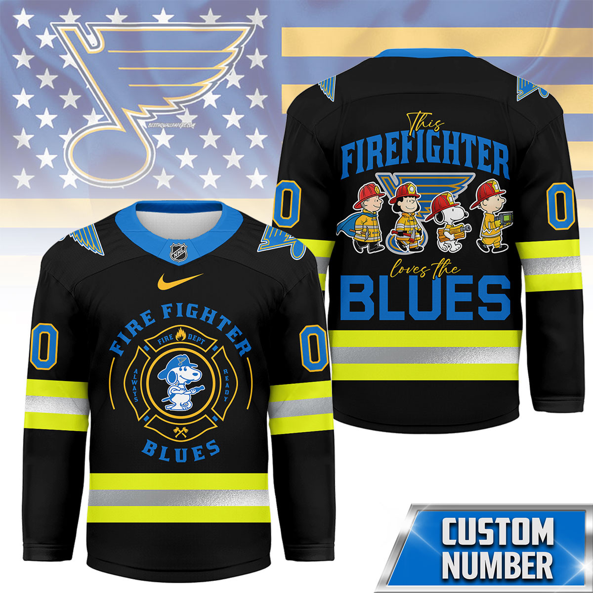 St. Louis Blues Premium NHL Snoopy Firefighter Hockey Jersey TTH240522