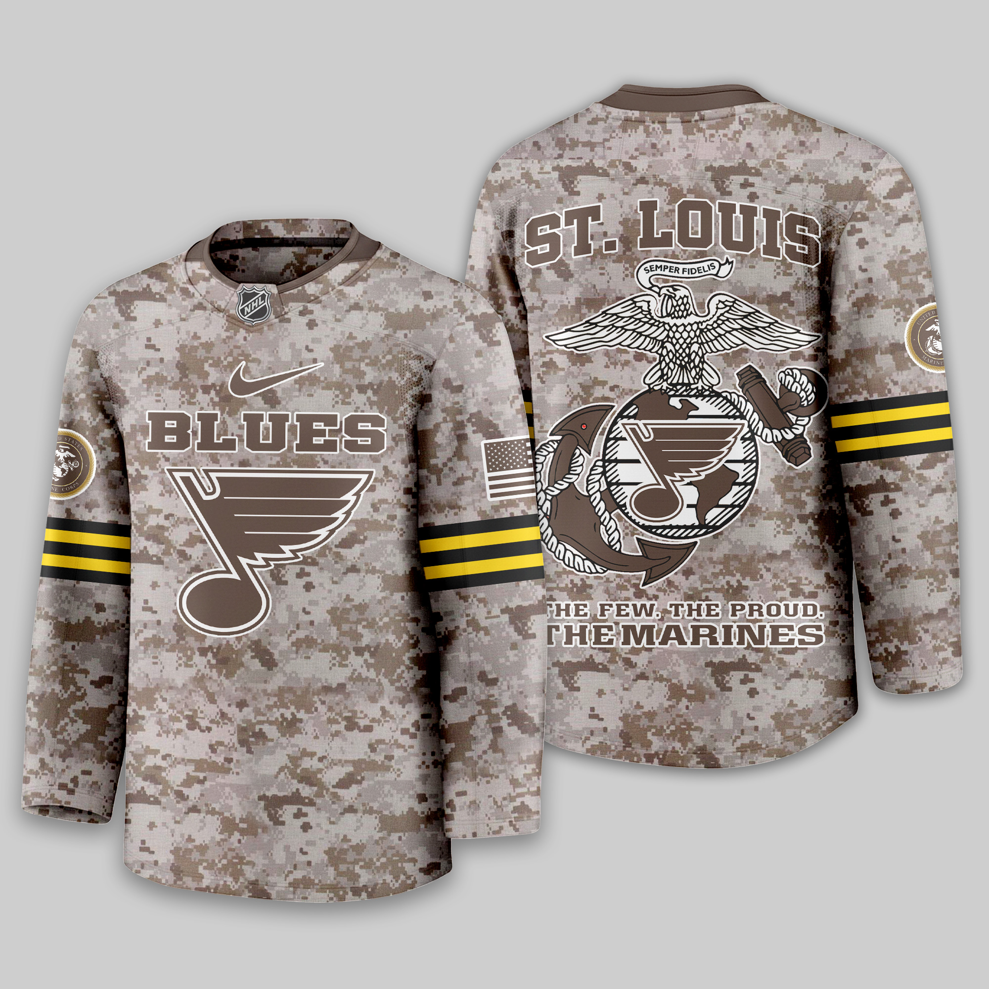 St. Louis Blues Premium NHL U.S.M.C Hockey Jersey TTH240543