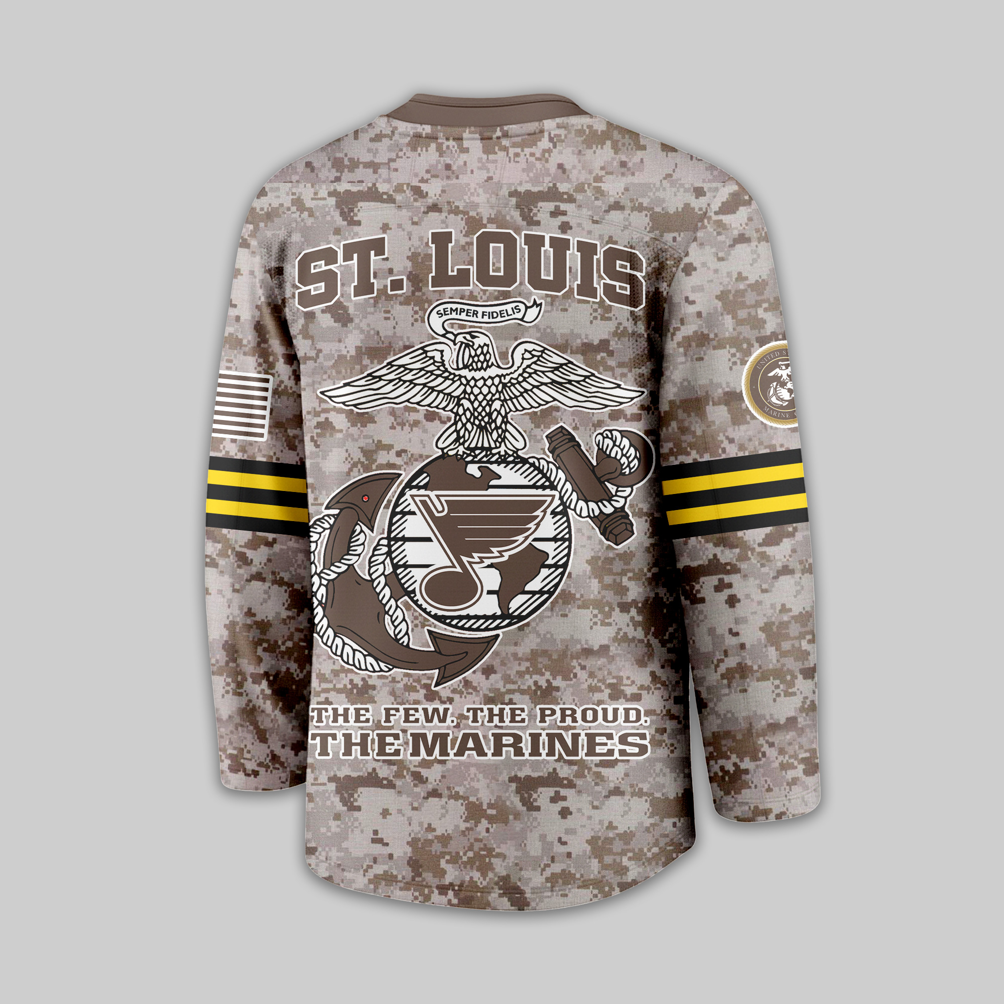 St. Louis Blues Premium NHL U.S.M.C Hockey Jersey TTH240543 - Image 3