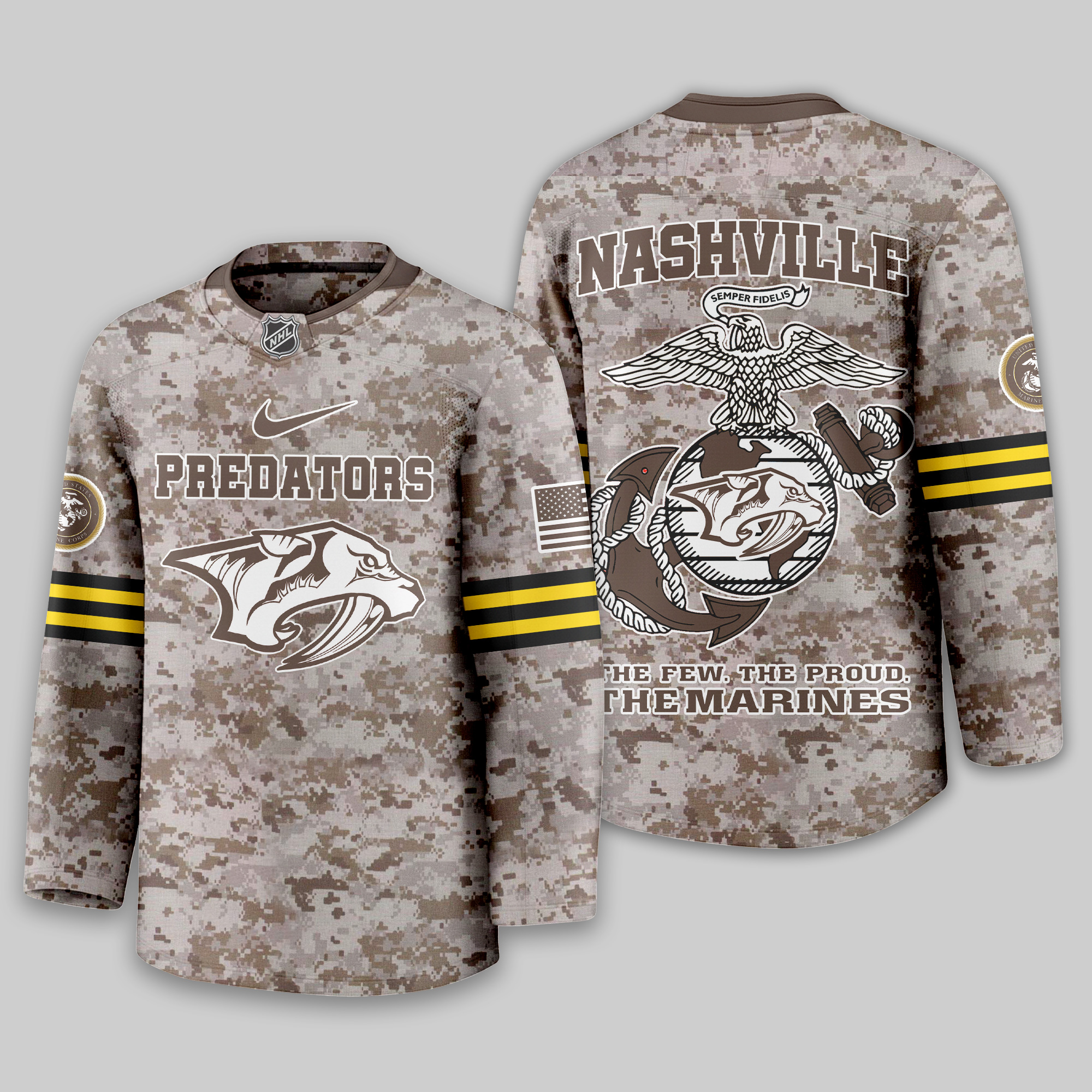 Nashville Predators Premium NHL U.S.M.C Hockey Jersey TTH240543
