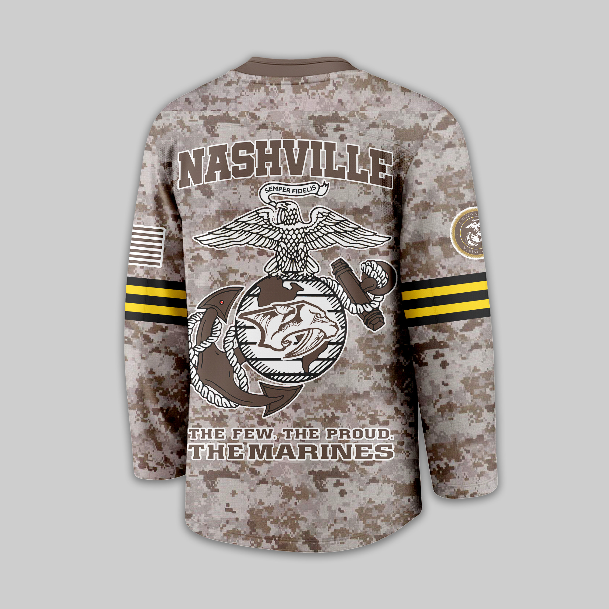 Nashville Predators Premium NHL U.S.M.C Hockey Jersey TTH240543 - Image 3