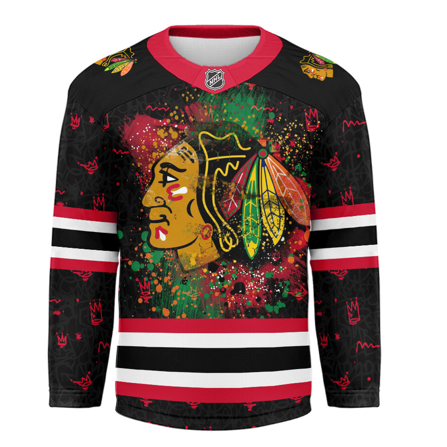 Chicago Blackhawks Premium NHL Graffiti My Team 4 Life Hockey Jersey TTH240541