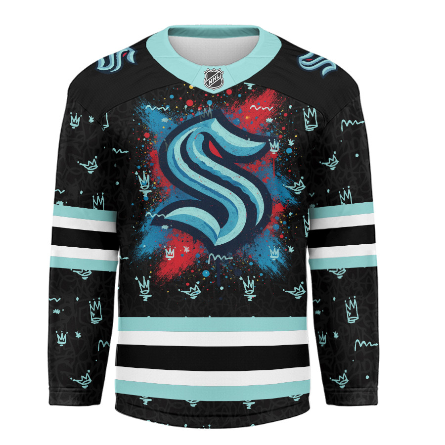 Seattle Kraken Premium NHL Graffiti My Team 4 Life Hockey Jersey TTH240541 - Image 2