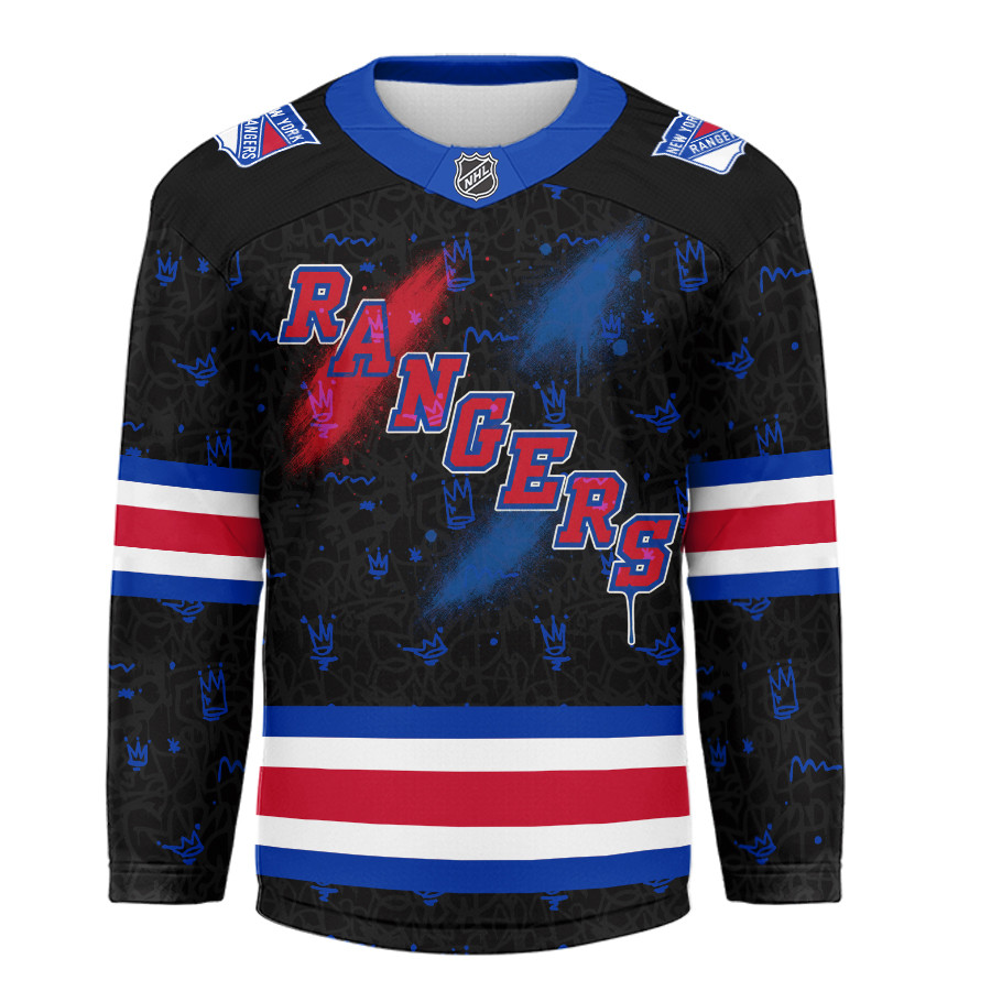 New York Rangers Premium NHL Graffiti My Team 4 Life Hockey Jersey TTH240541 - Image 2