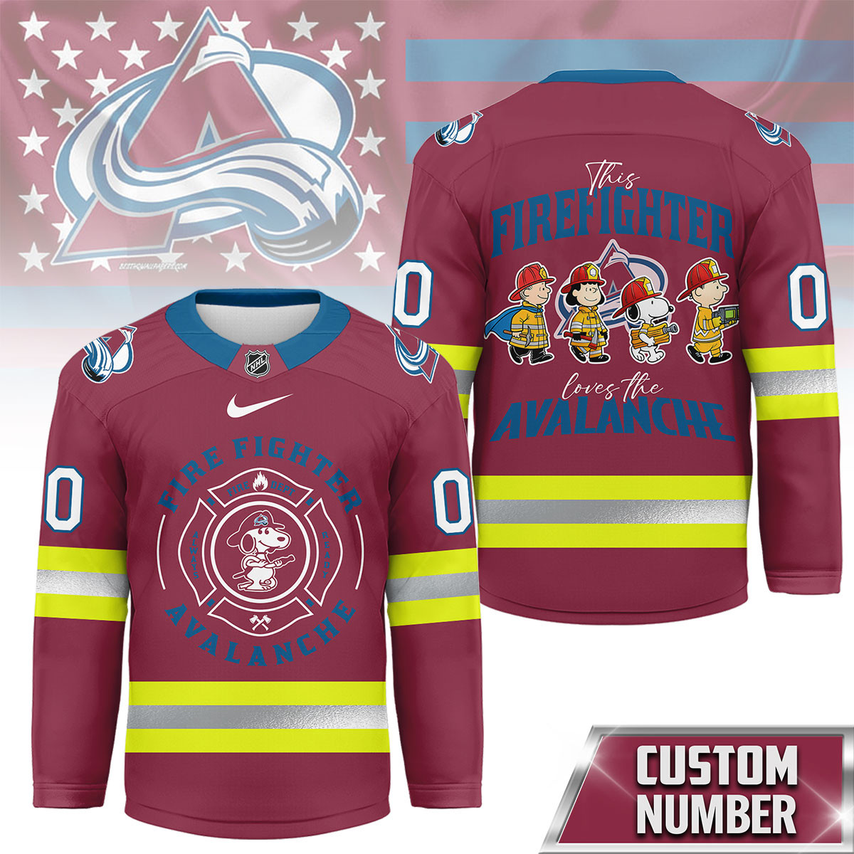 Colorado Avalanche Premium NHL Snoopy Firefighter Hockey Jersey TTH240522 - Image 2
