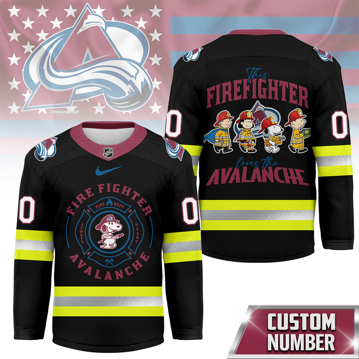 Colorado Avalanche Premium NHL Snoopy Firefighter Hockey Jersey TTH240522