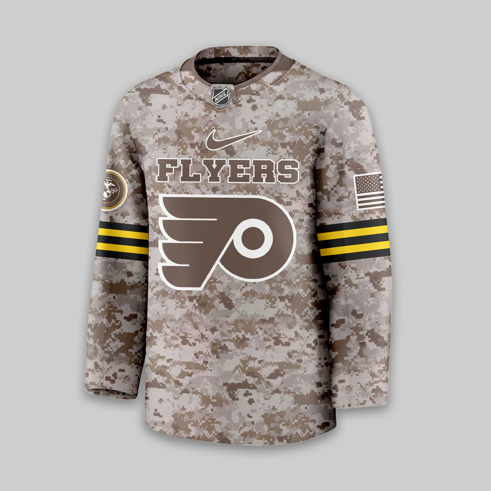 Philadelphia Flyers Premium NHL U.S.M.C Hockey Jersey TTH240543 - Image 2