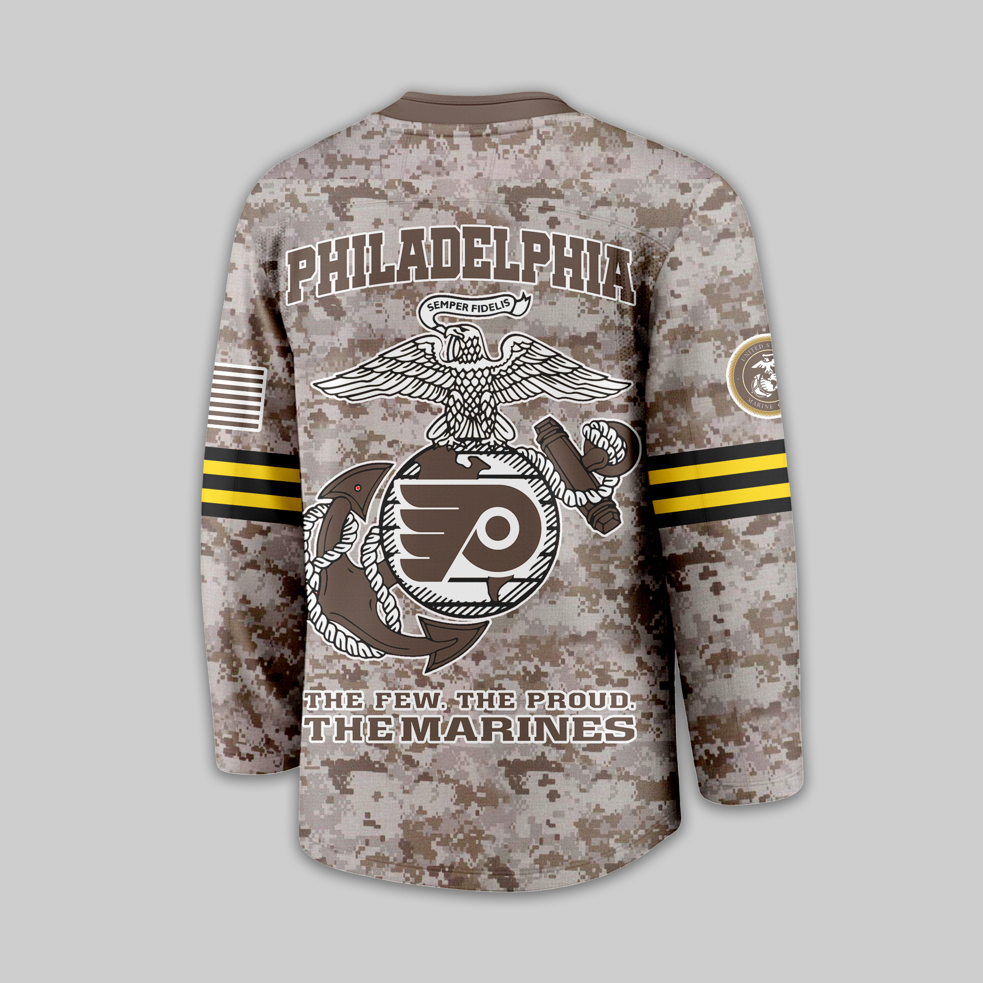 Philadelphia Flyers Premium NHL U.S.M.C Hockey Jersey TTH240543 - Image 3
