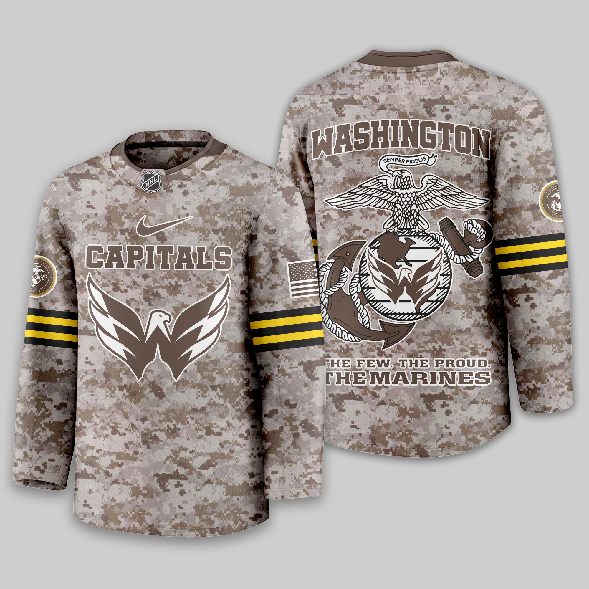 Washington Capitals Premium NHL U.S.M.C Hockey Jersey TTH240543