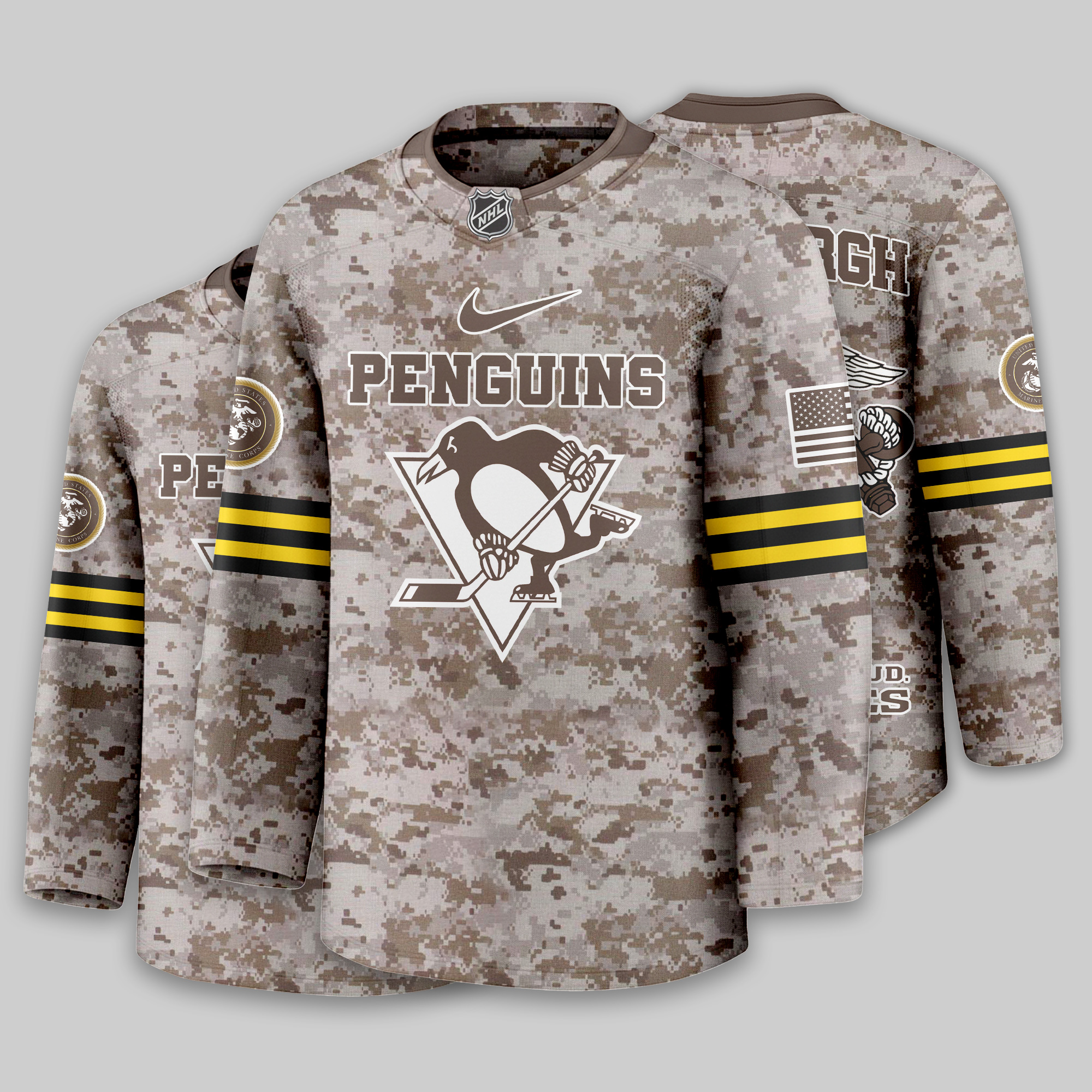 Pittsburgh Penguins Premium NHL U.S.M.C Hockey Jersey TTH240543 - Image 2