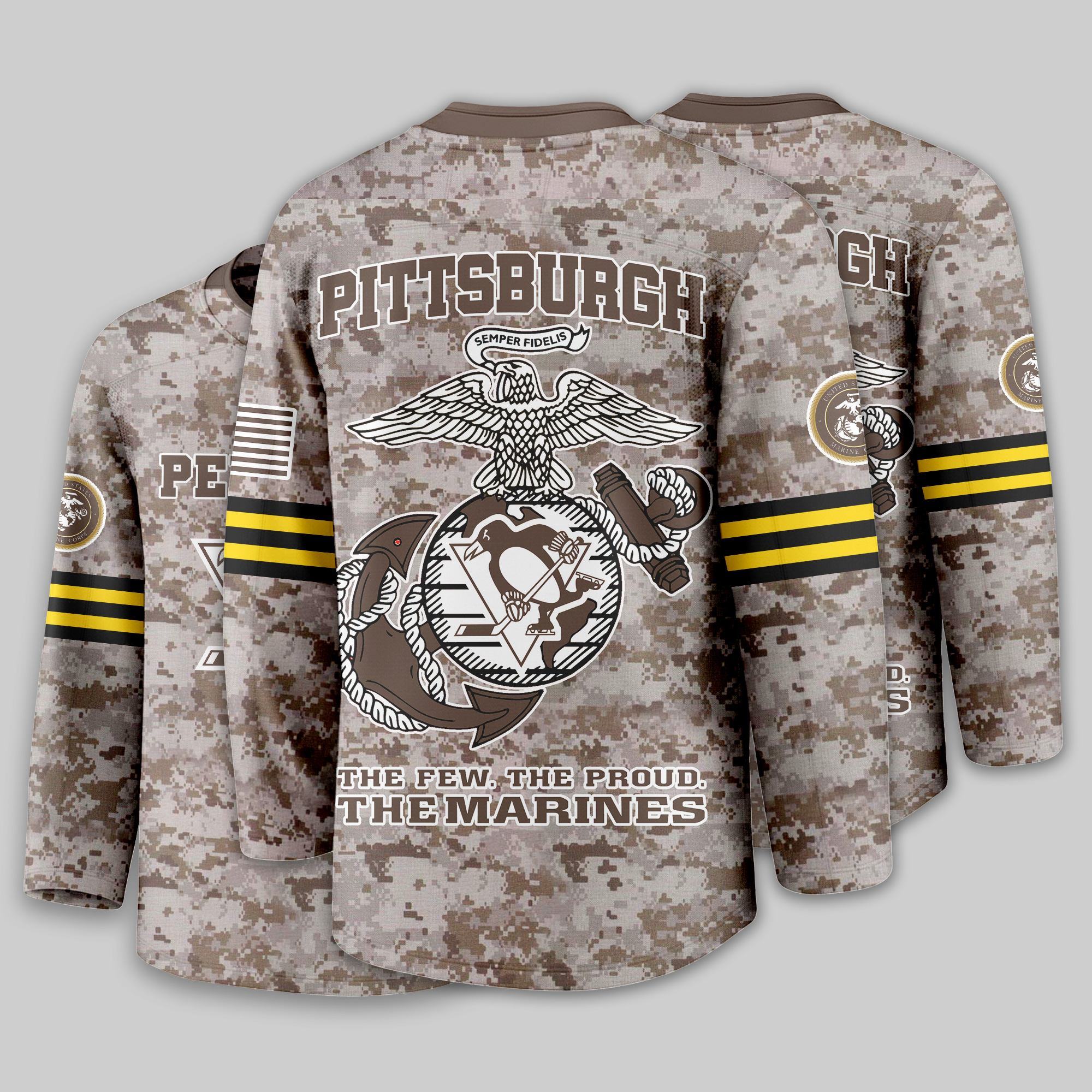 Pittsburgh Penguins Premium NHL U.S.M.C Hockey Jersey TTH240543 - Image 3