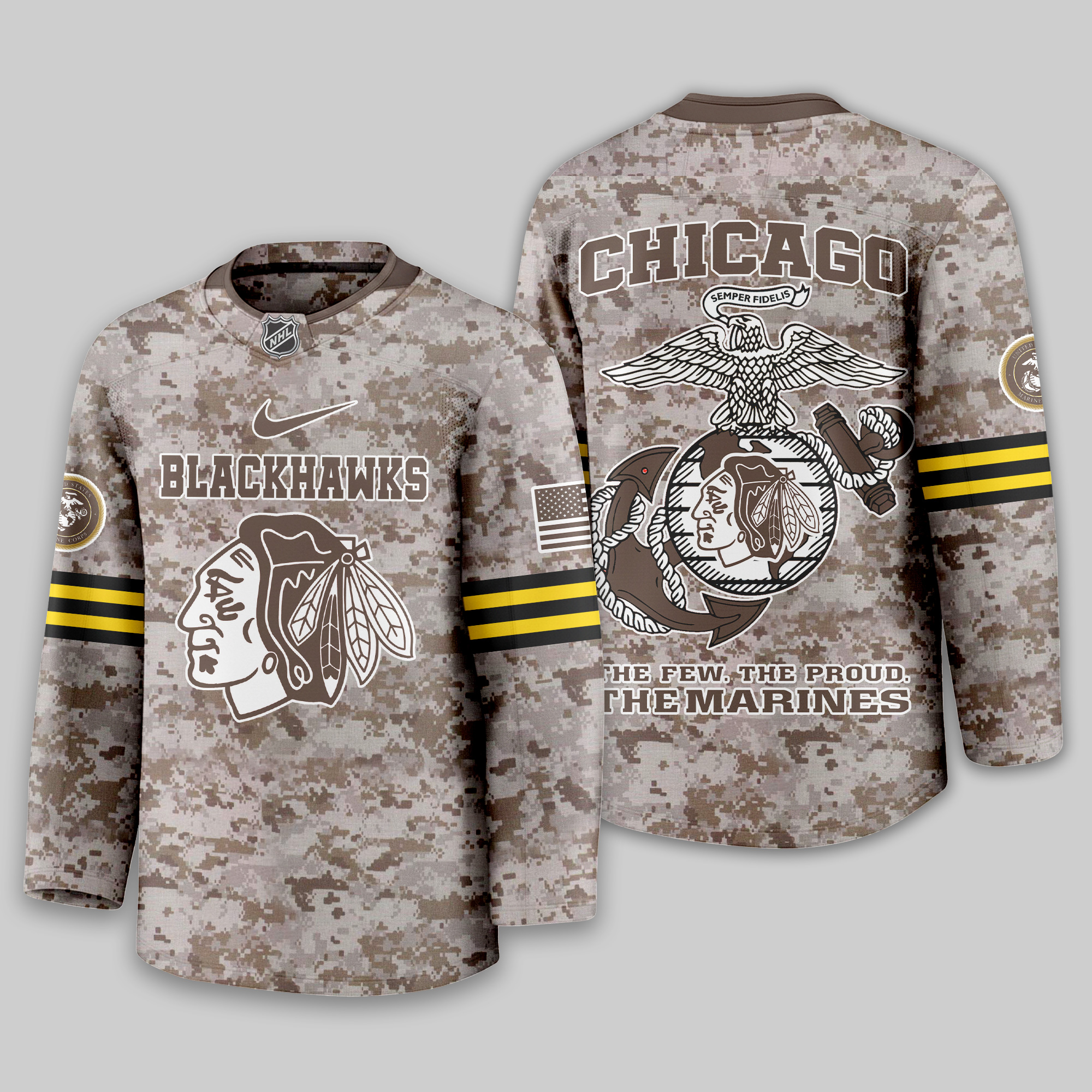 Chicago Blackhawks Premium NHL U.S.M.C Hockey Jersey TTH240543