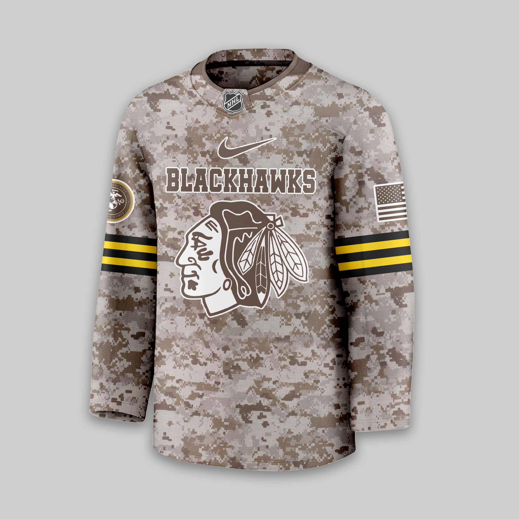 Chicago Blackhawks Premium NHL U.S.M.C Hockey Jersey TTH240543 - Image 2